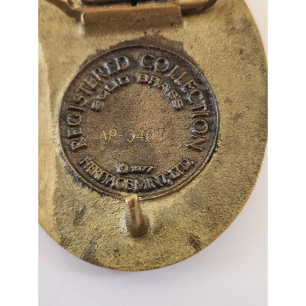 Vintage Official Arkansas State Seal Heritage Mint 1977 Solid Brass Belt Buckle